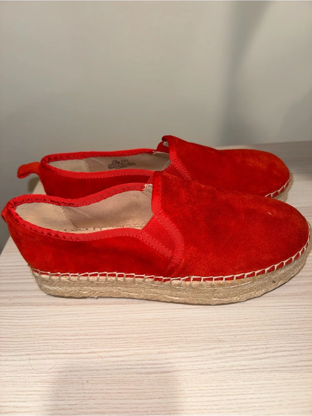 Sam Edelman Red Suede Espadrille Platform Slip-On